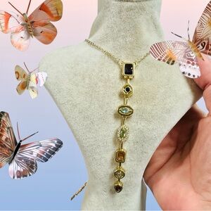 Elegant Gold  Plated Multi-Stone Necklace
